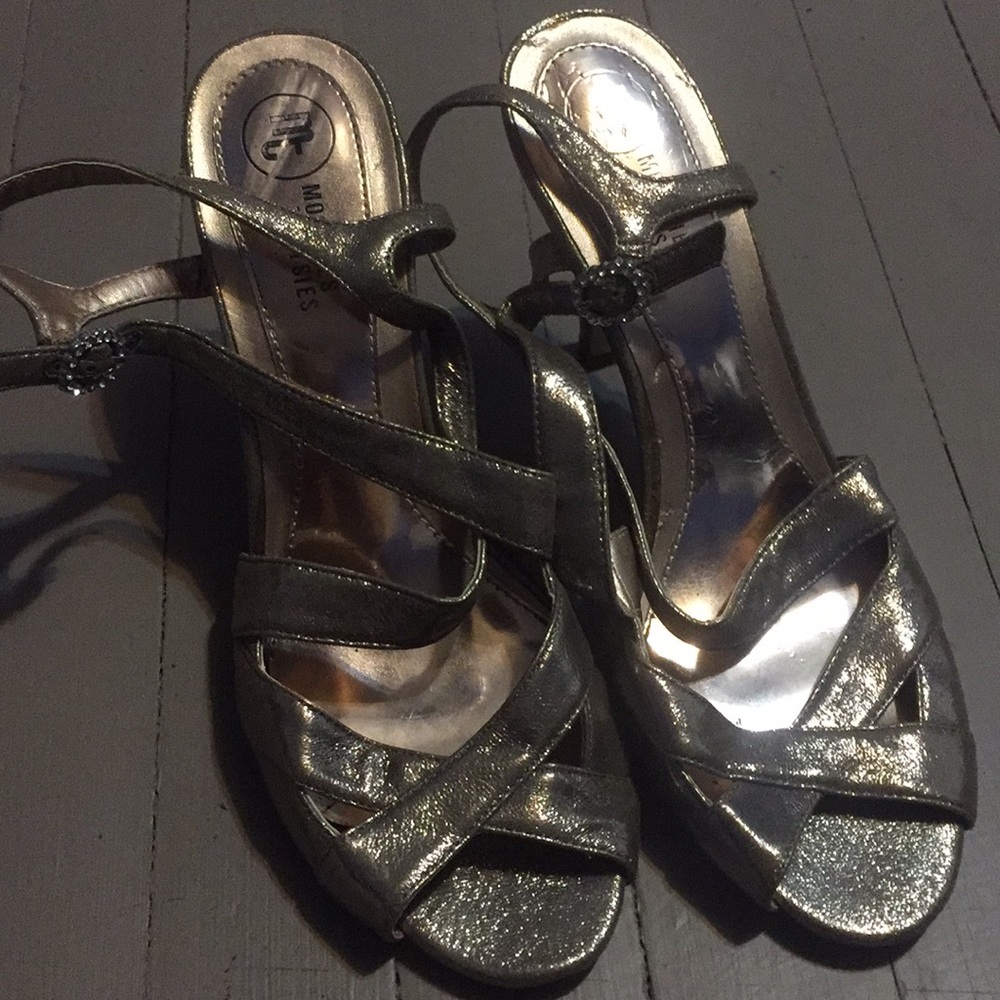 Rose gold sparkly strappy heels